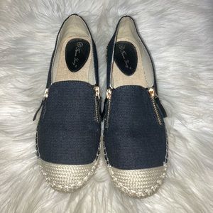 Black and beige women’s espadrilles worn once